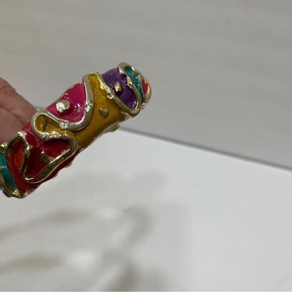 VINTAGE ENAMEL ABSTRACT BANGLE BRACELET‎ - Picture 5 of 5